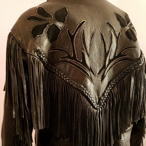 Leather Fringe HOT LEATHERS biker jacket M - Picture 4 of 7